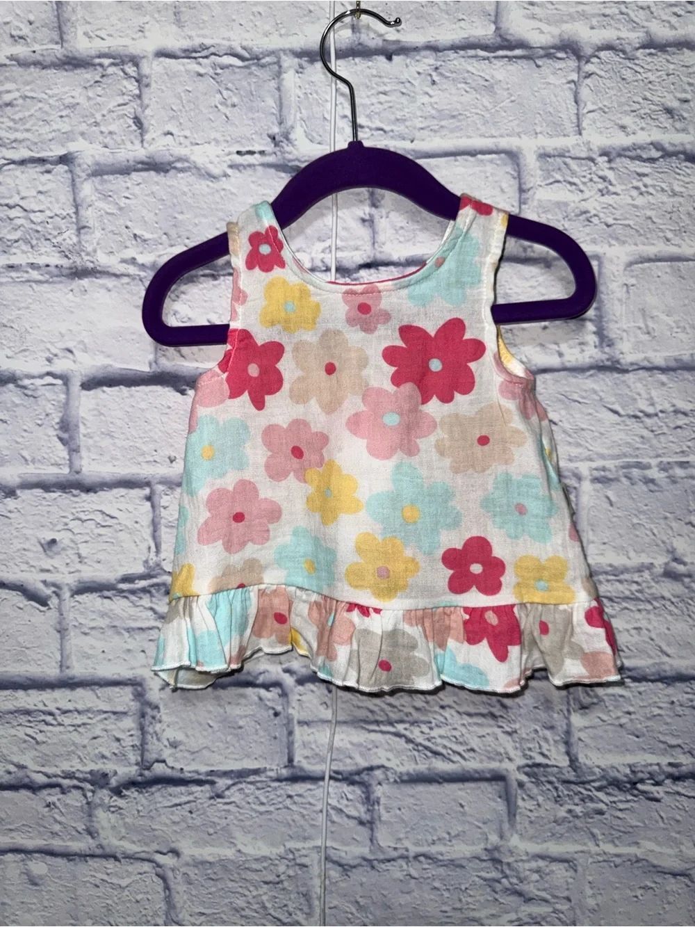 Rabbit + Bear Organic Cotton Floral Summer Dress / Top Ruffled Hem 12 Months NWT